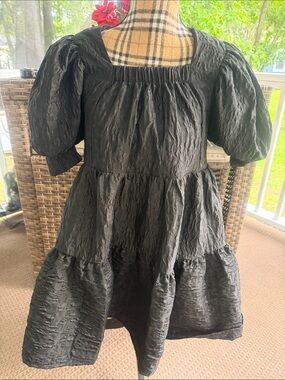 Sister Jane Black Puff-Sleeve Tiered Dress - Brand